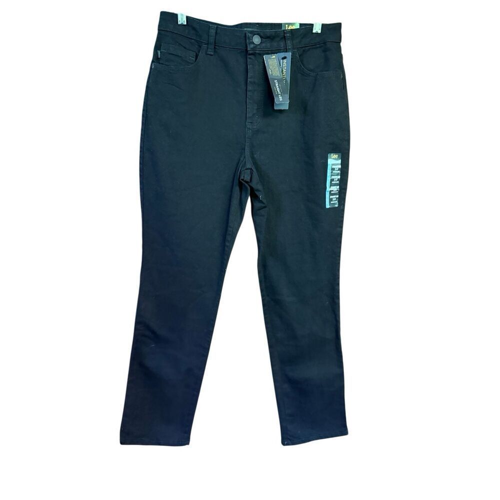 Lee Womans Black Relaxed Straight High-rise Jeans Sz 10/32 NWT